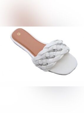 Boutique 9 Braided Slide Sandal with Crystal Accents - Pink